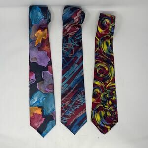 Men's Vintage Ketch Classics Bright Floral Swirl Patterned Ties Set of‎ 3